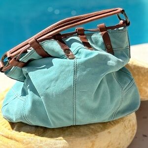 Vintage Lucky Brand Turquoise Suede Hobo Hippie Bag